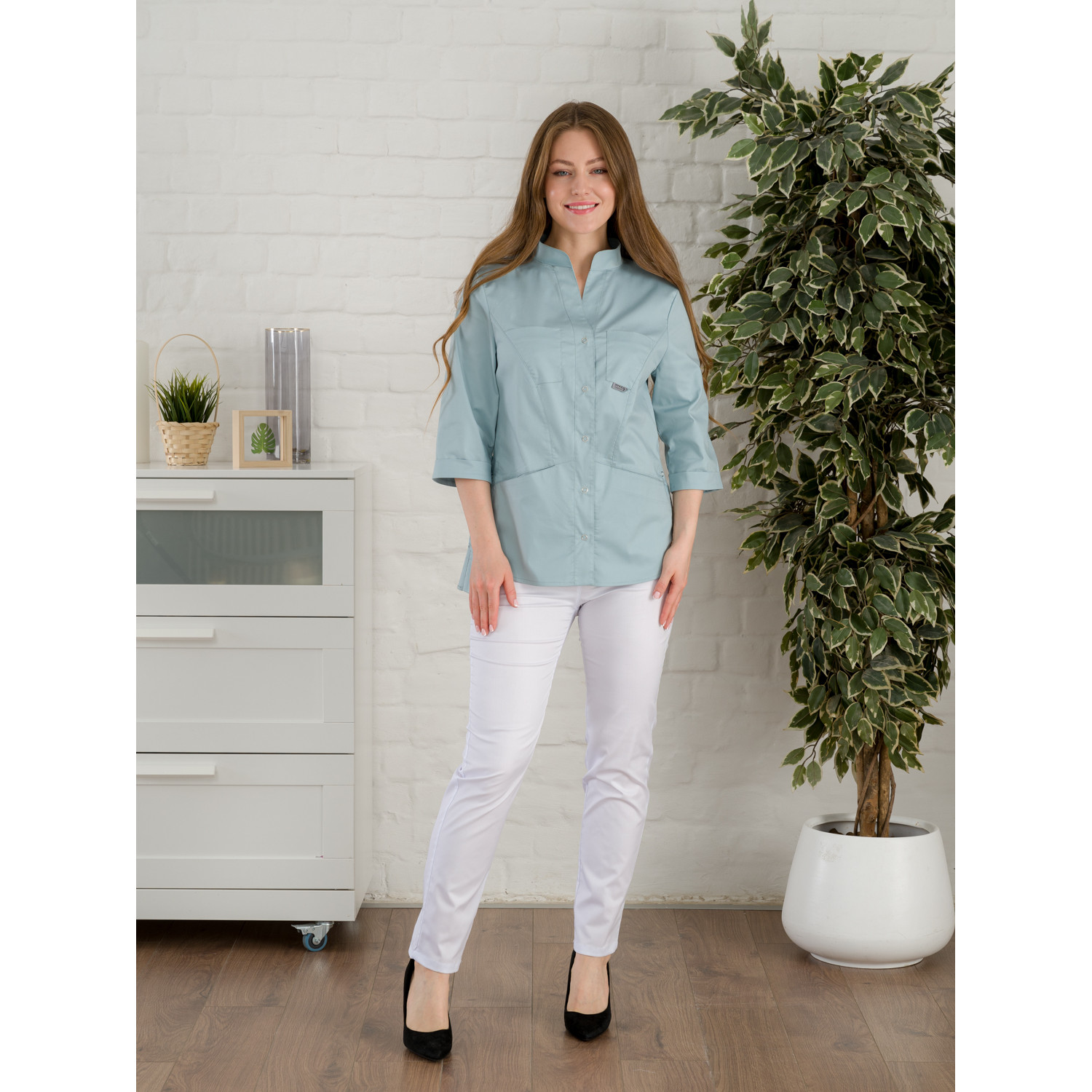 Рубашка мед. жен. М-235-4306 ткань Элит-145/Стрейч