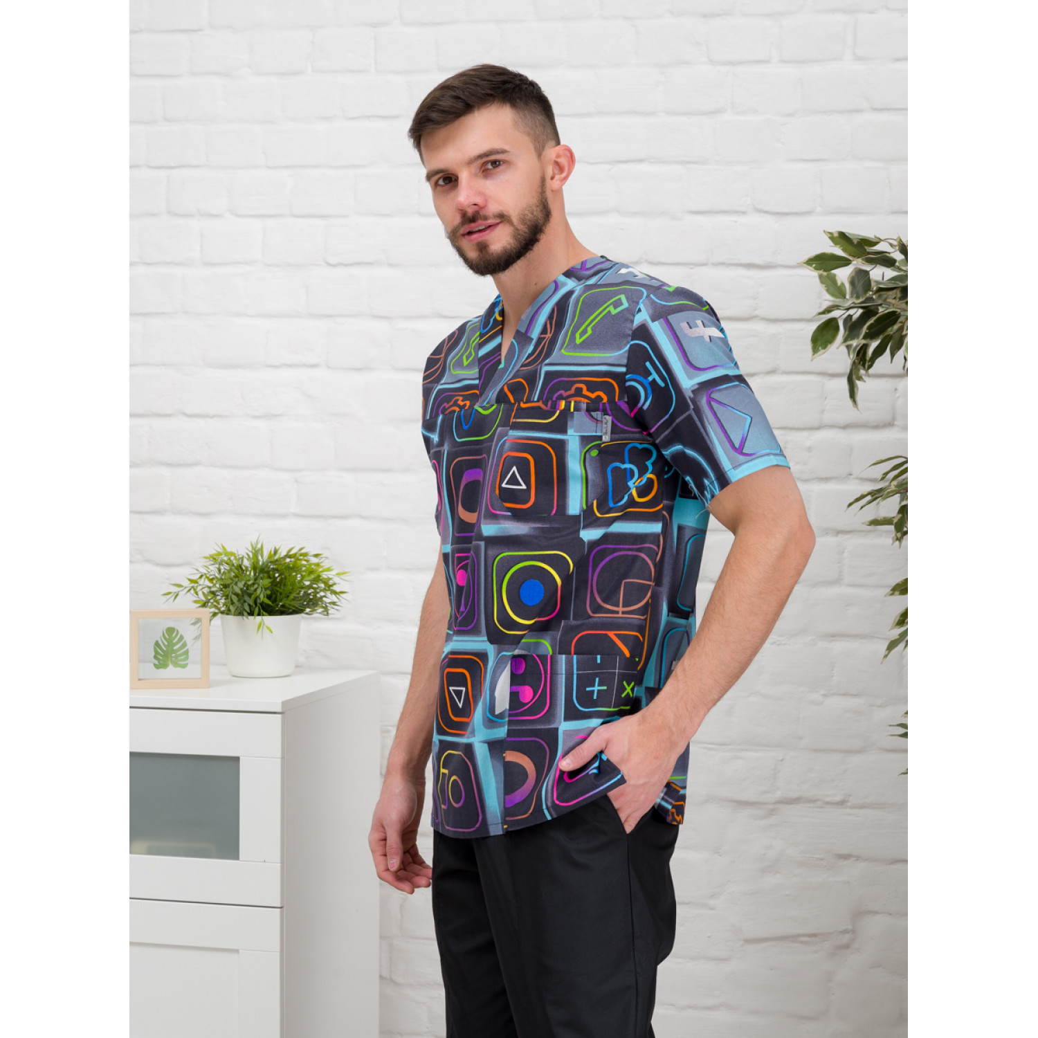 Рубашка медицинская мужская М-286-12357 ткань Поплин