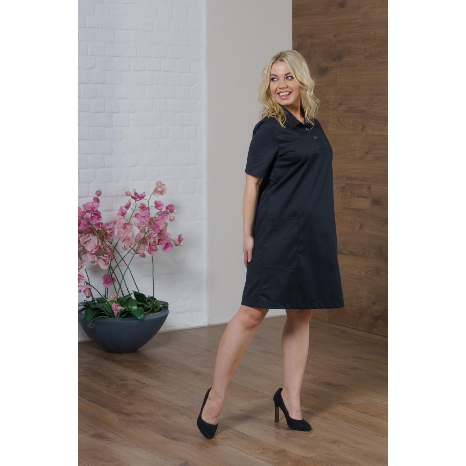 Халат-платье медицинское жен. М-502-124 ткань Элит-145/Стрейч Халат-платье медицинское жен. М-502-124 ткань Элит-145/Стрейч