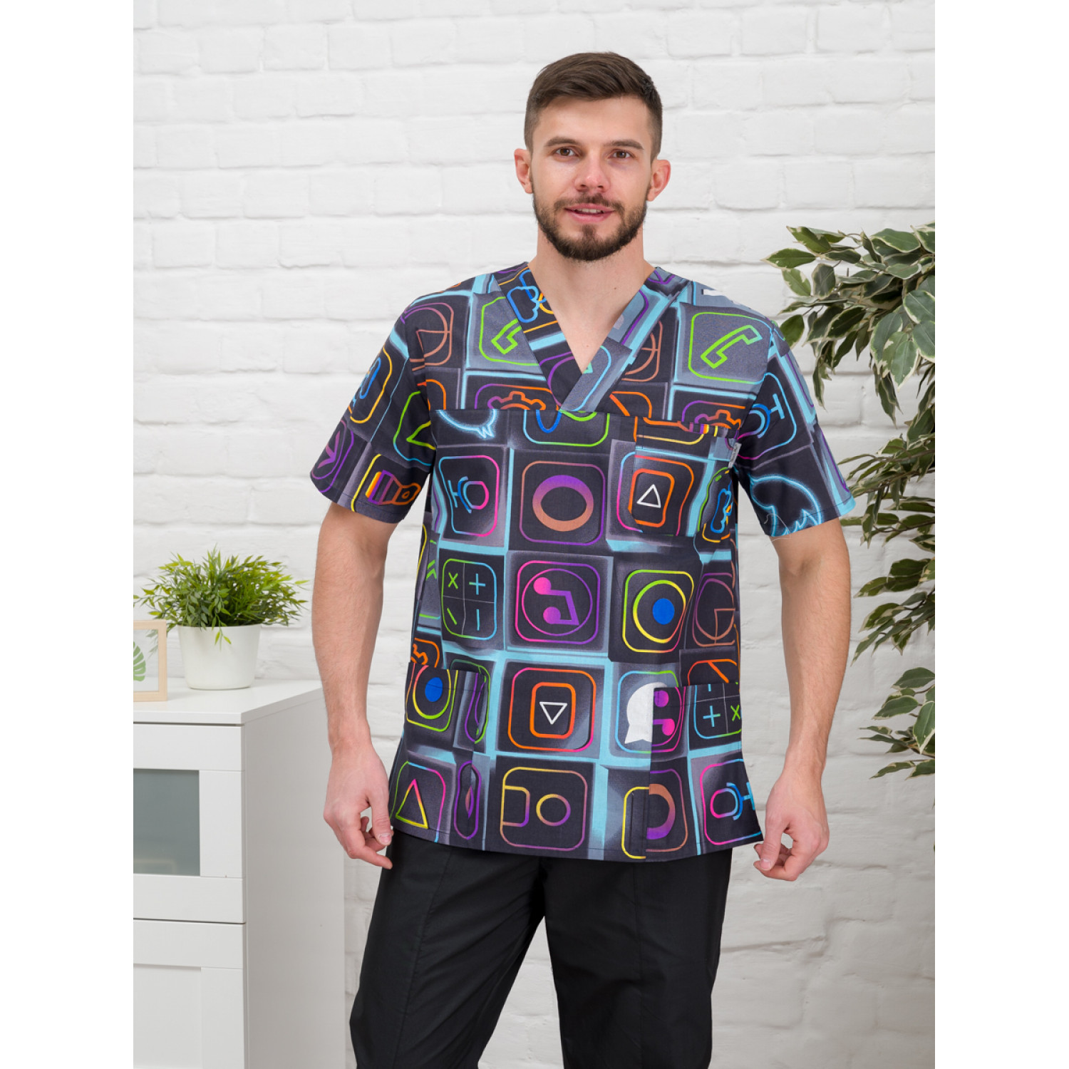 Рубашка медицинская мужская М-286-12357 ткань Поплин