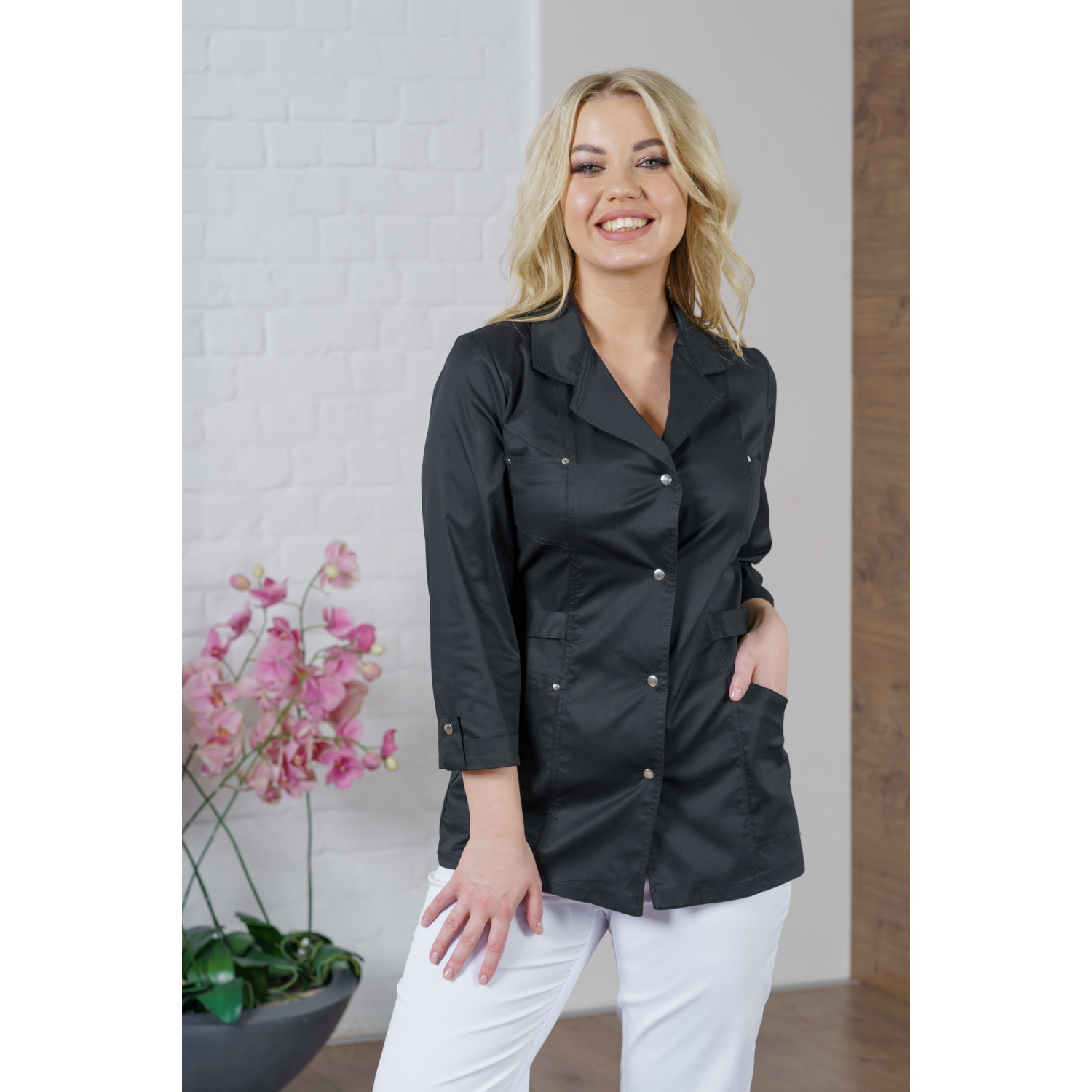 Рубашка мед. жен. М-215-124 ткань Элит-145/Стрейч