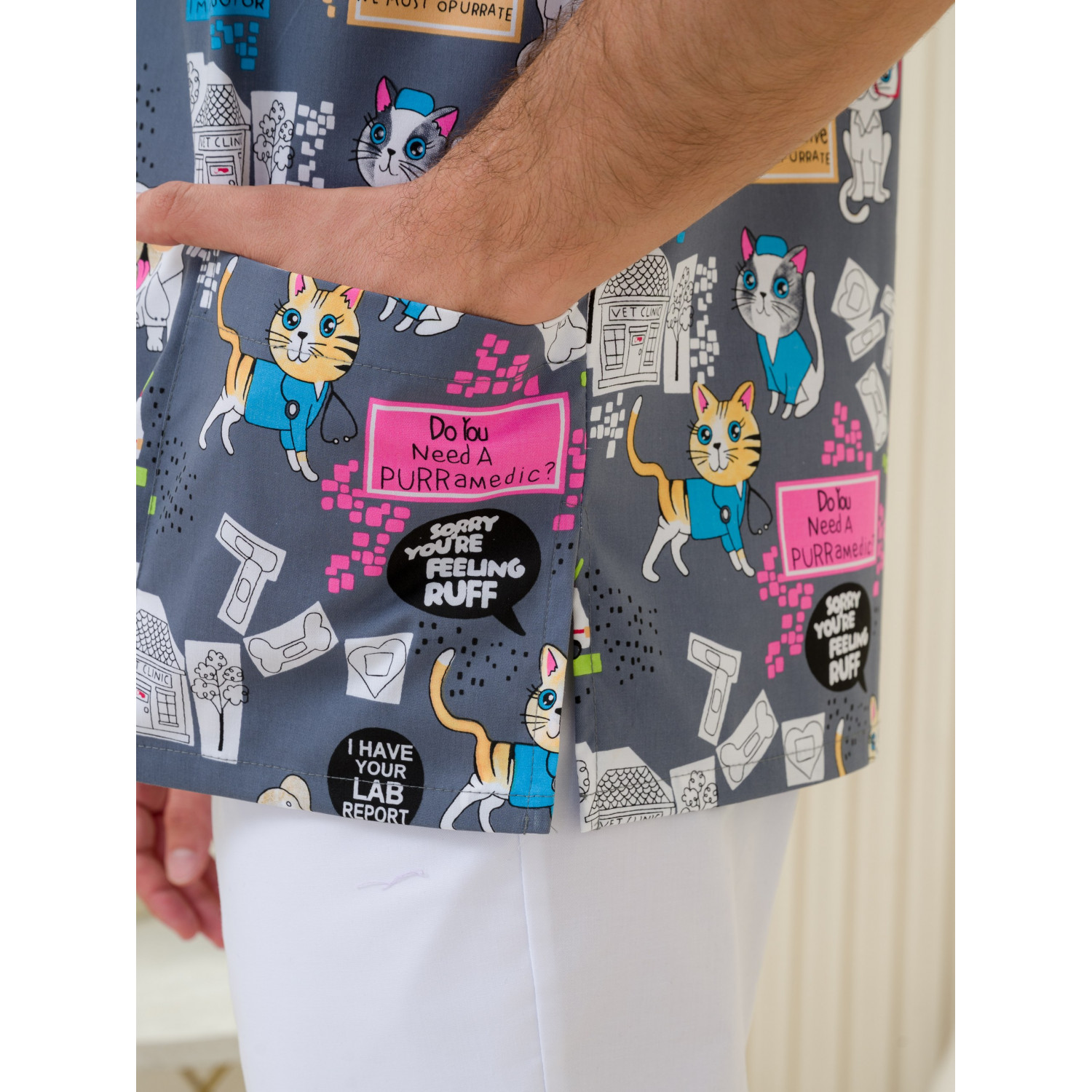 Рубашка мужская М-286(ST-15) ткань Стрейч/Принт