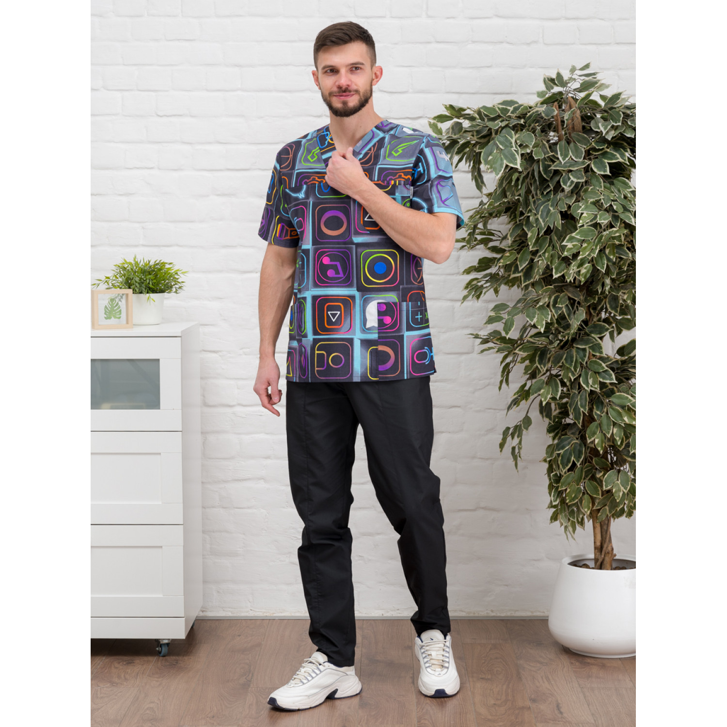 Рубашка медицинская мужская М-286-12357 ткань Поплин