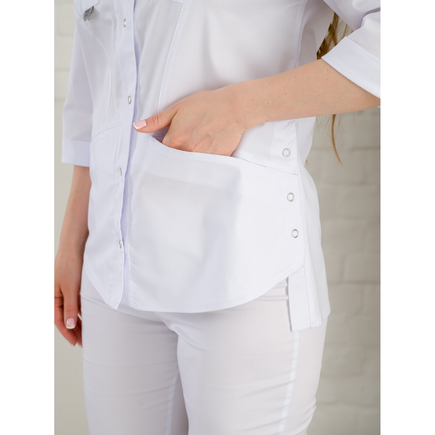 Рубашка мед. жен. М-235-0 ткань Элит-145/Стрейч