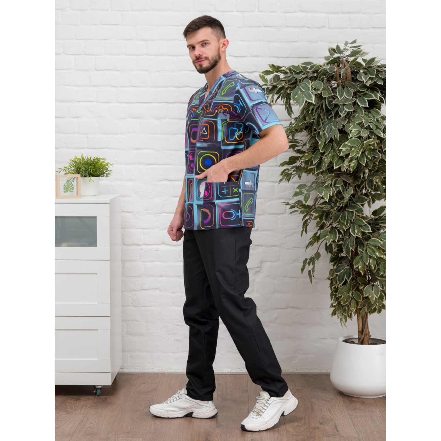 Рубашка медицинская мужская М-286-12357 ткань Поплин