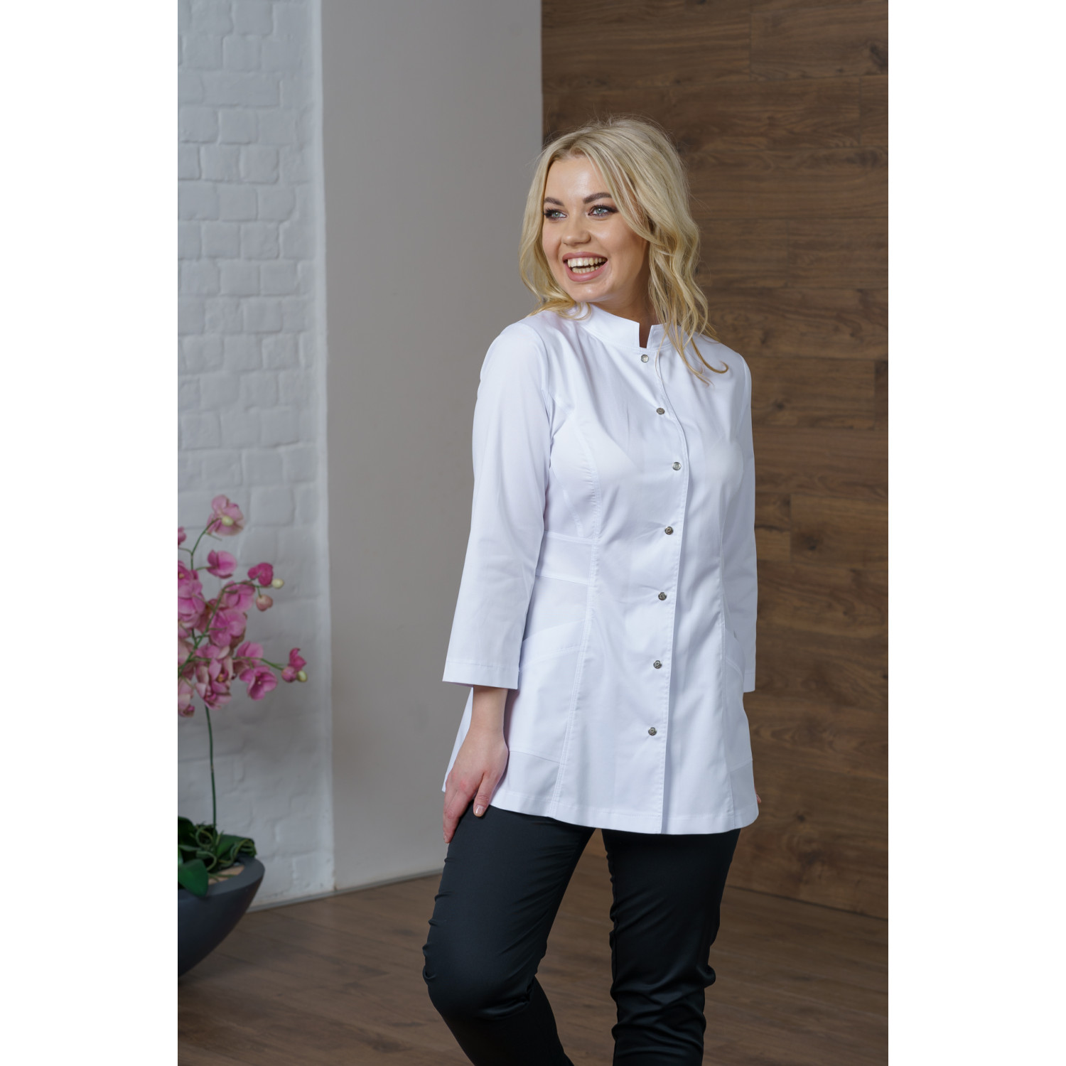 Рубашка мед. жен. М-269-0 ткань Элит-145/Стрейч