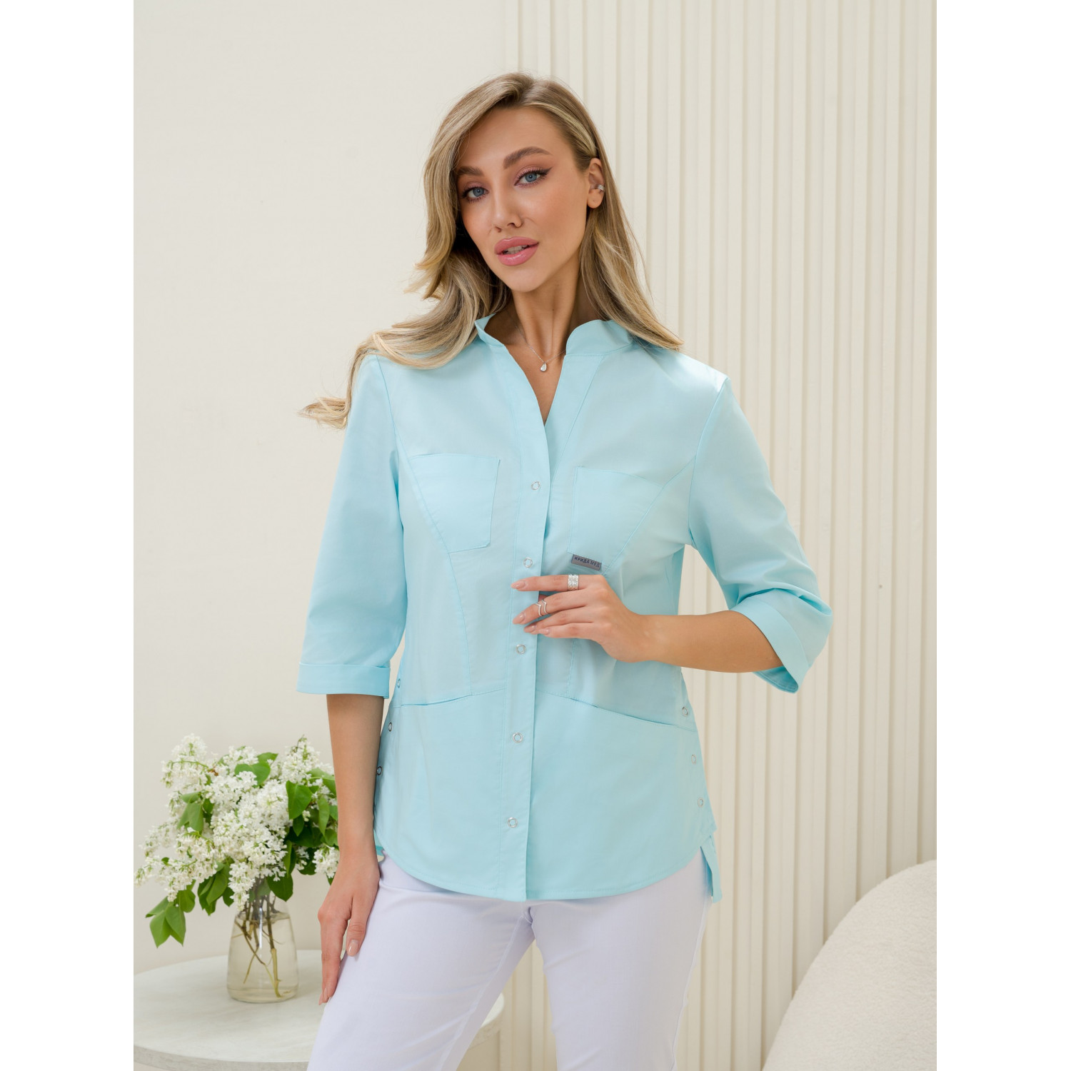 Рубашка мед. жен. М-235-2 ткань Элит-145/Стрейч