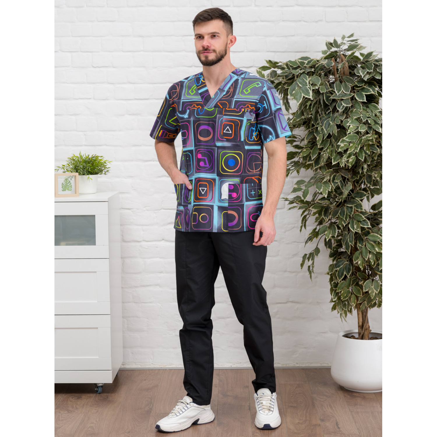 Рубашка медицинская мужская М-286-12357 ткань Поплин