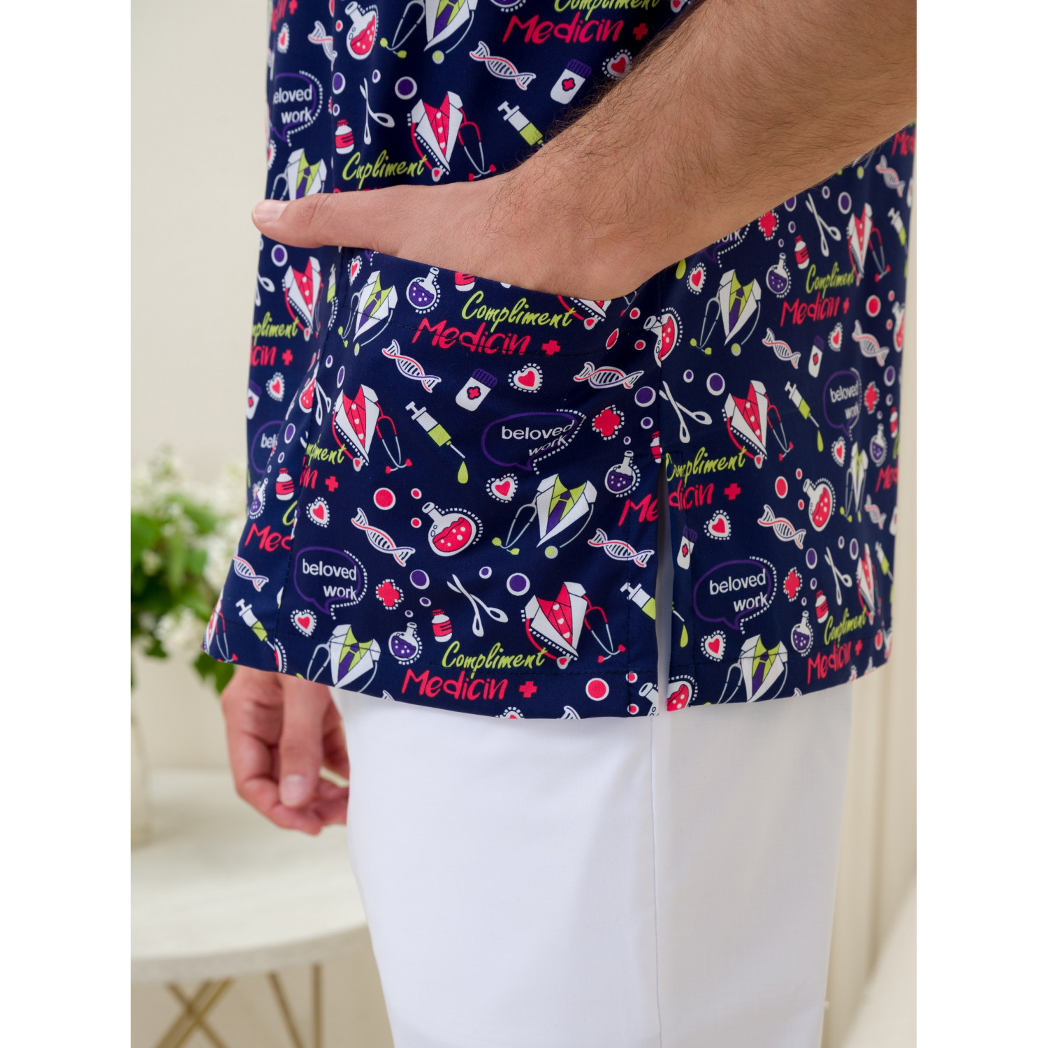 Рубашка мужская М-286(ST-14)ткань Стрейч/Принт