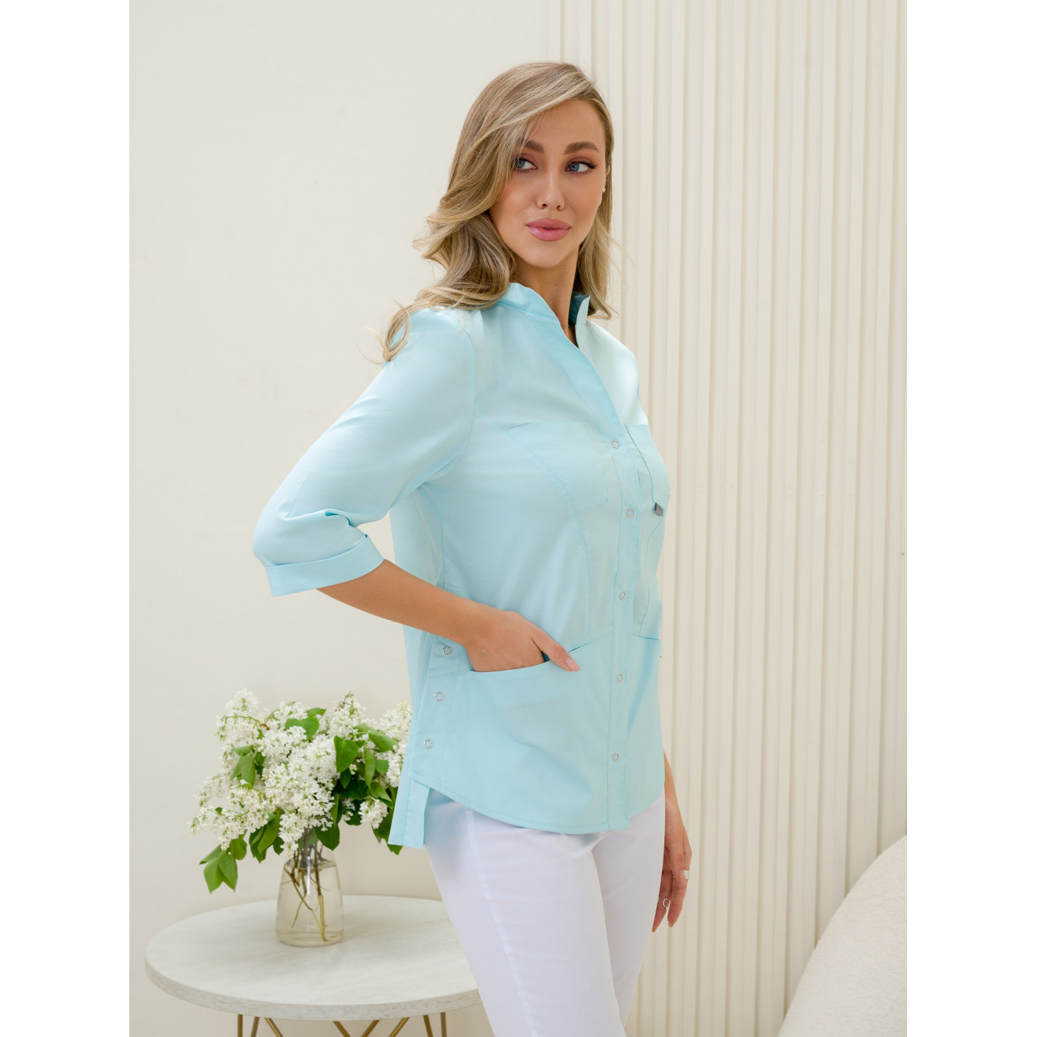 Рубашка мед. жен. М-235-2 ткань Элит-145/Стрейч