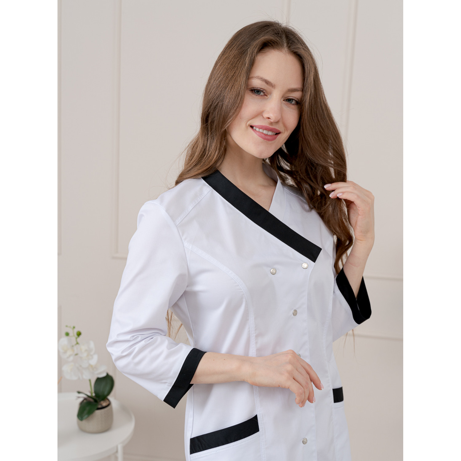 Халат медицинский жен. М-077 ткань Элит-145/Стрейч