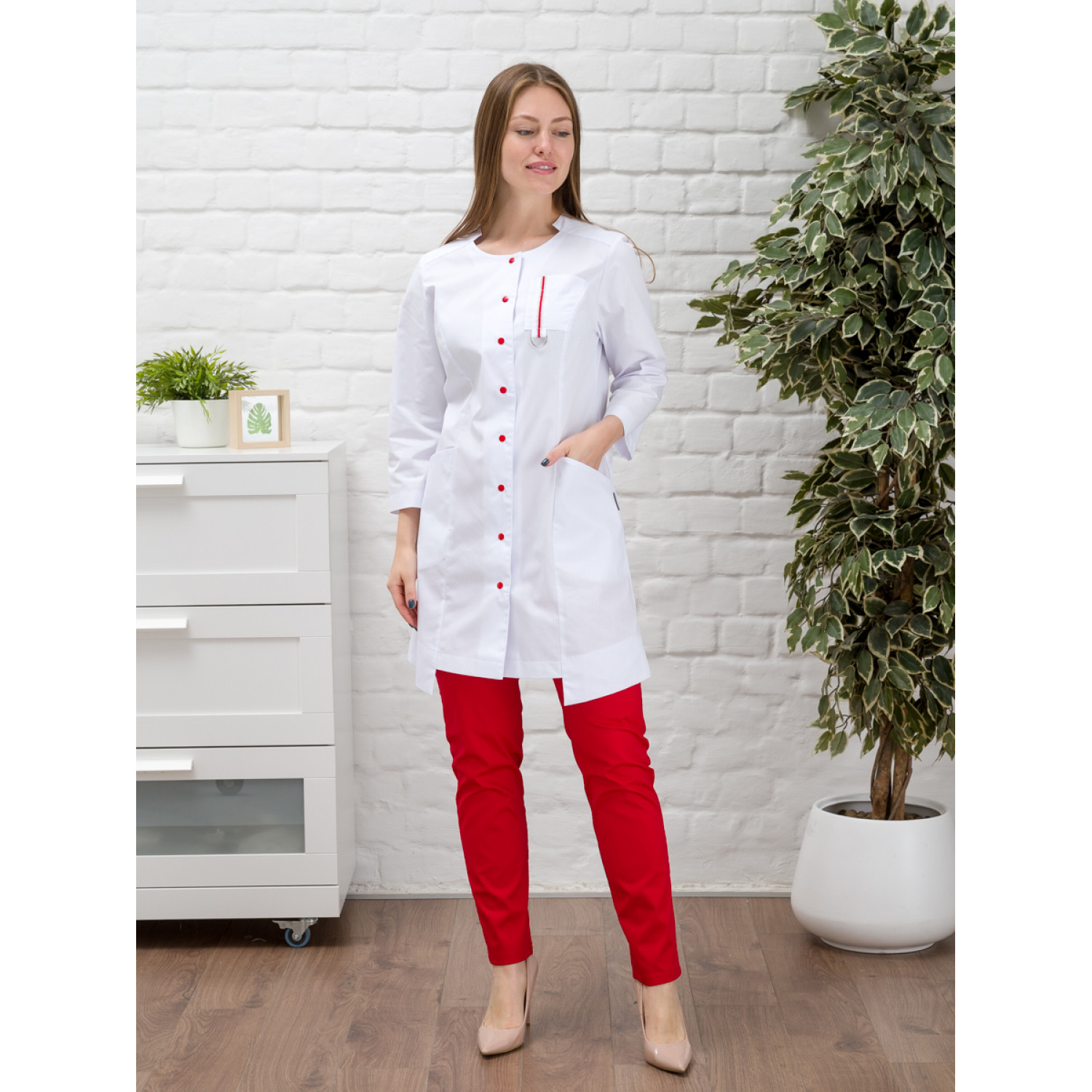 Рубашка мед. жен. М-264 ткань Элит-145