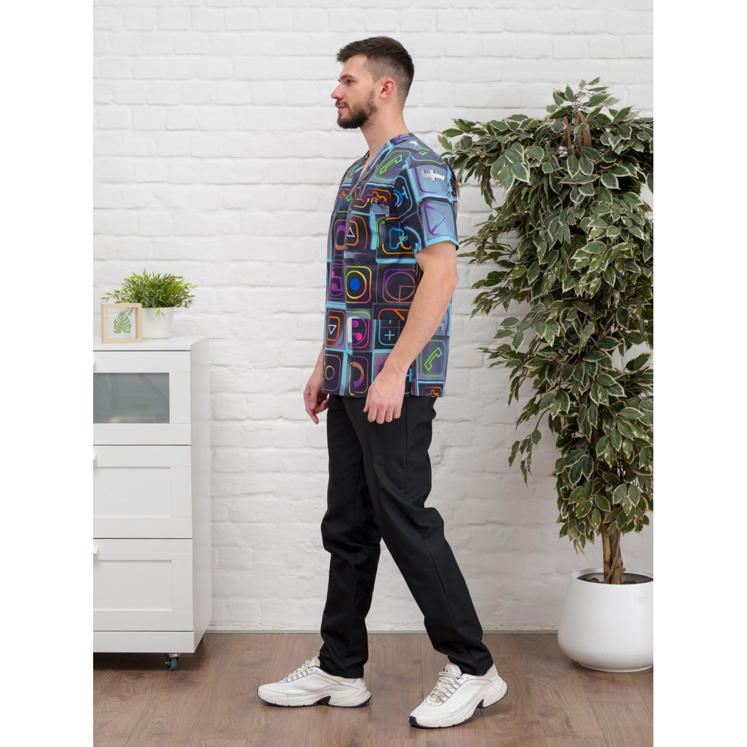 Рубашка медицинская мужская М-286-12357 ткань Поплин