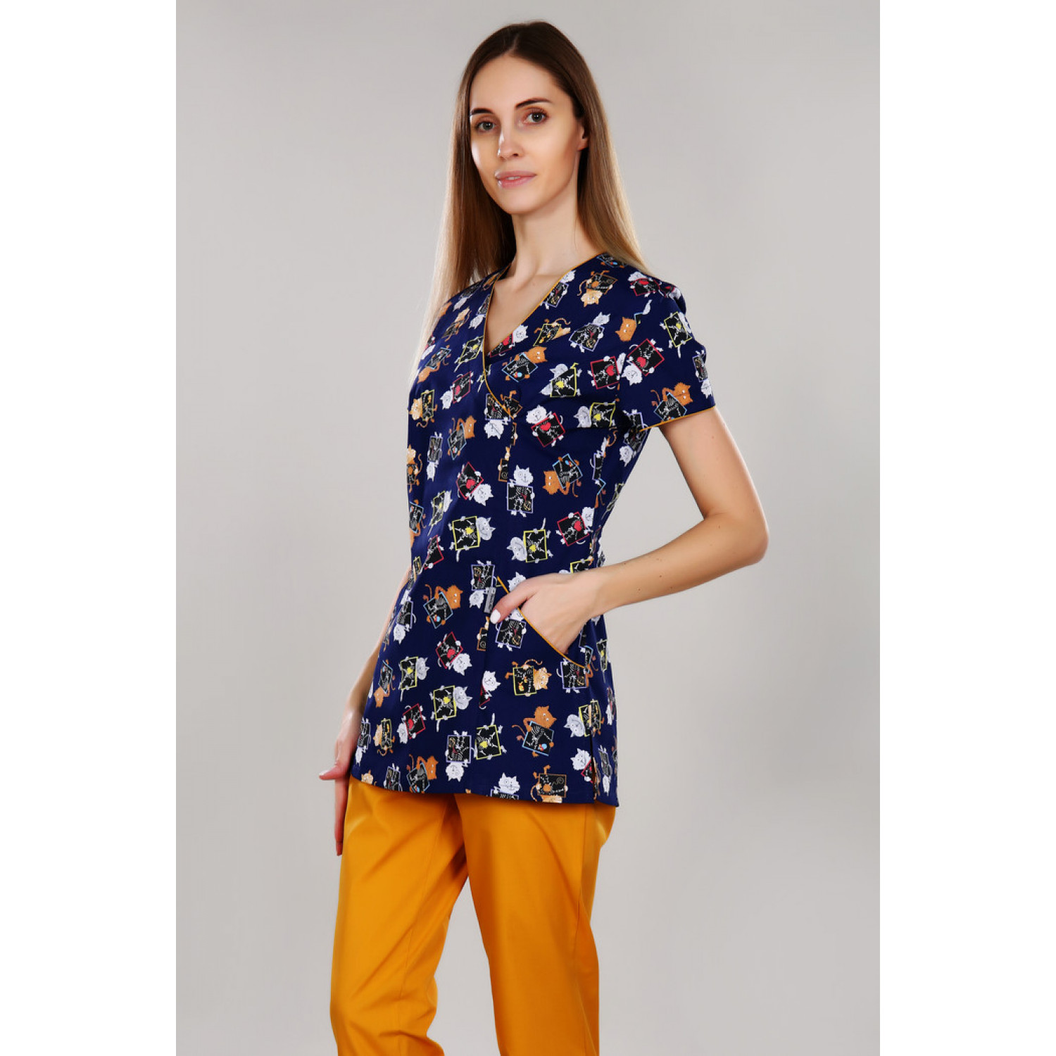 Рубашка мед. М-285П ткань Тиси-Принт