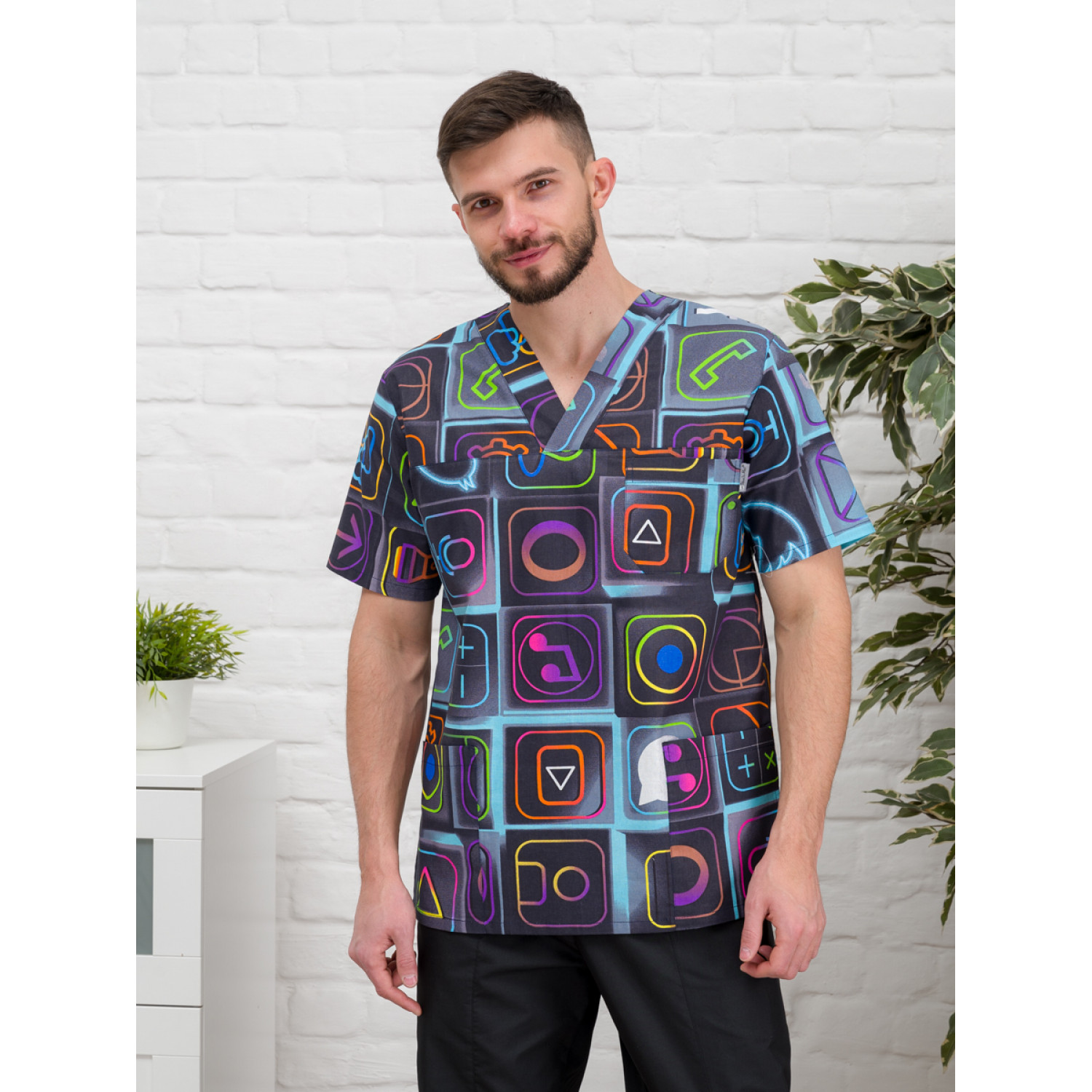 Рубашка медицинская мужская М-286-12357 ткань Поплин