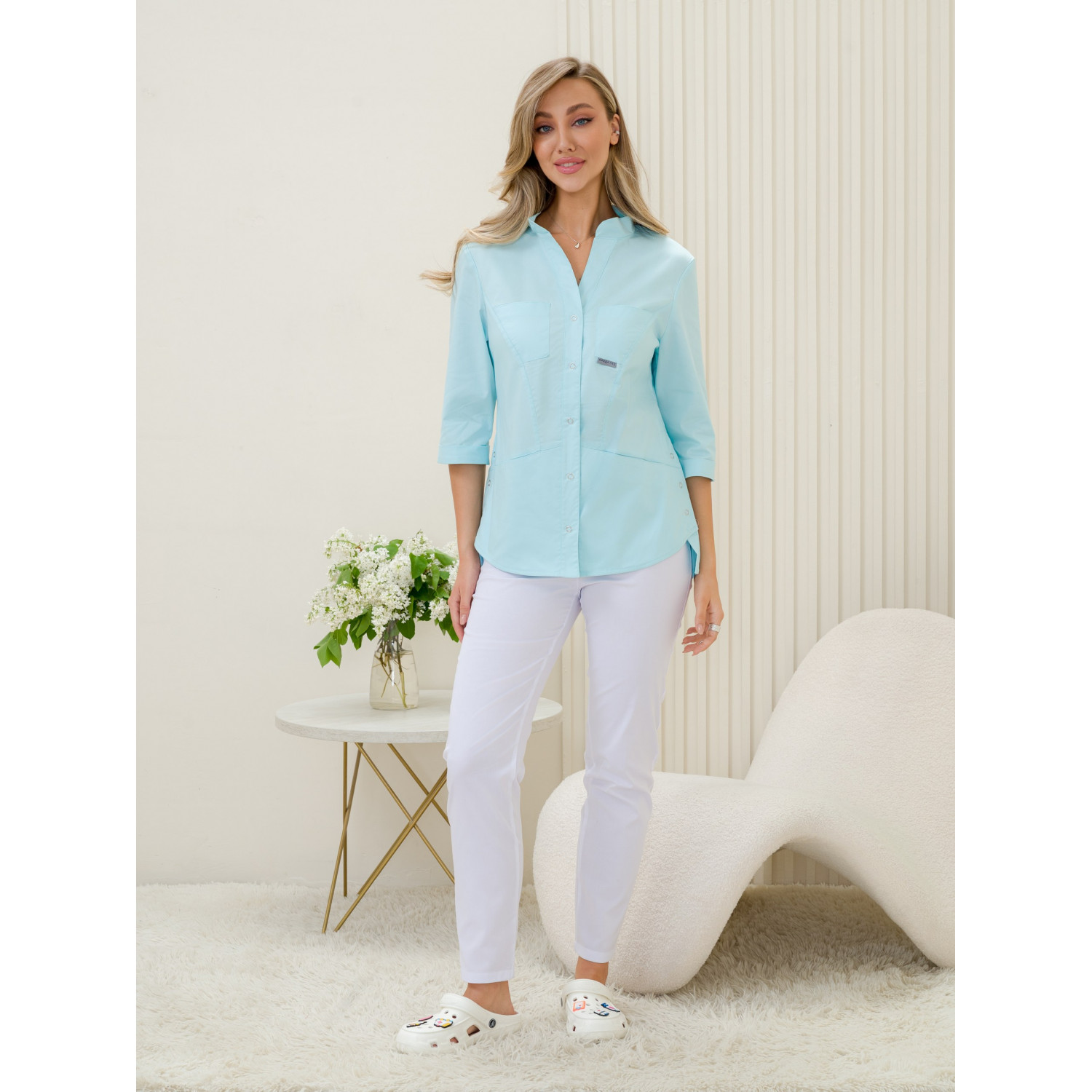 Рубашка мед. жен. М-235-2 ткань Элит-145/Стрейч