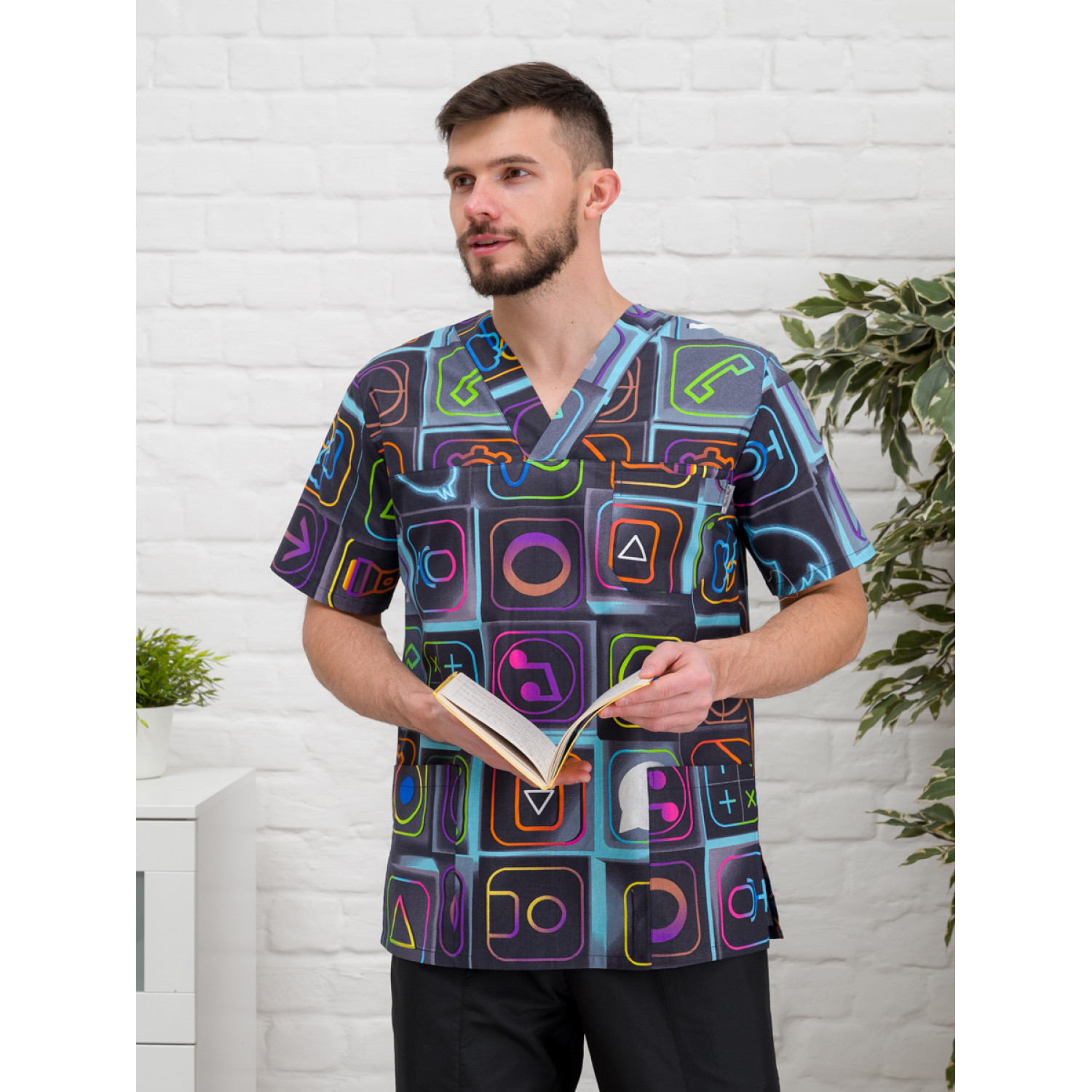 Рубашка медицинская мужская М-286-12357 ткань Поплин