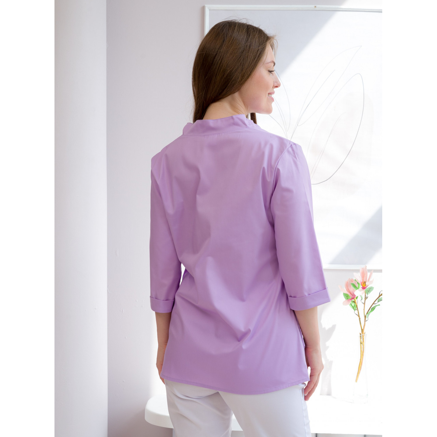 Рубашка мед. жен. М-235-77 ткань Элит-145/Стрейч