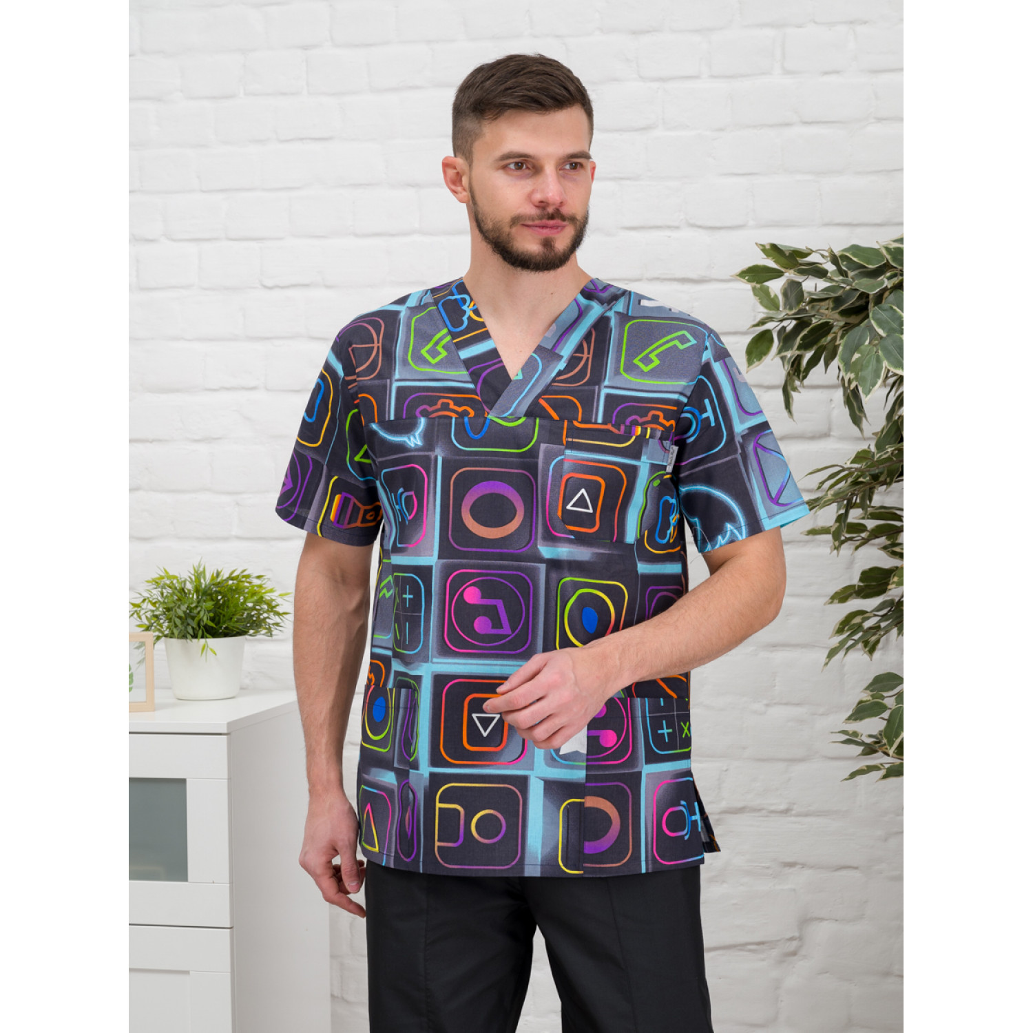 Рубашка медицинская мужская М-286-12357 ткань Поплин