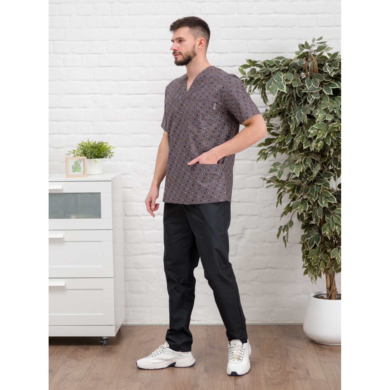 Рубашка медицинская мужская М-286-10589 ткань Поплин