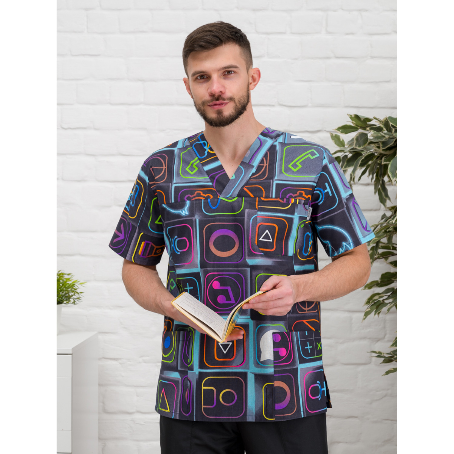 Рубашка медицинская мужская М-286-12357 ткань Поплин