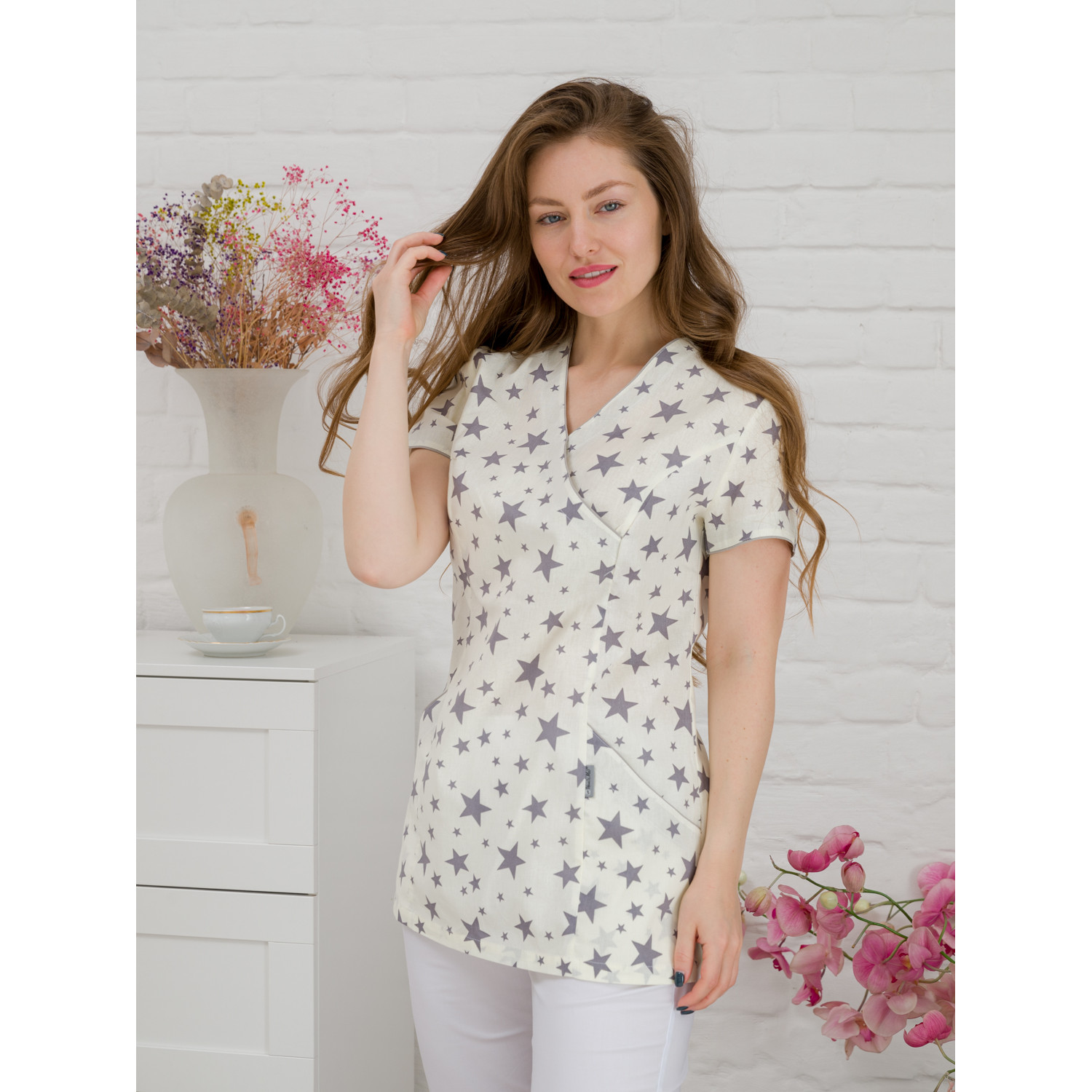 Рубашка мед. М-285(19) ткань Поплин