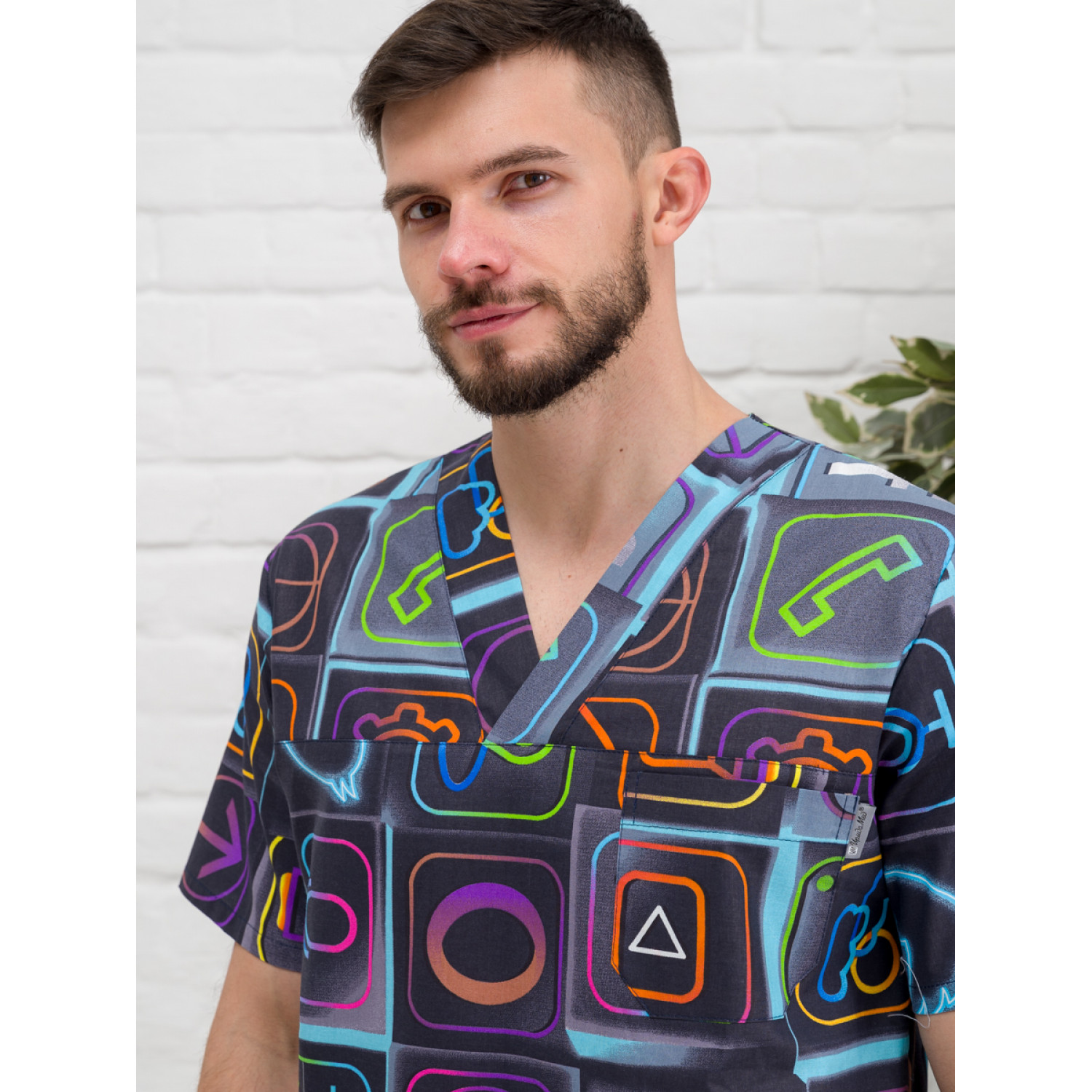 Рубашка медицинская мужская М-286-12357 ткань Поплин