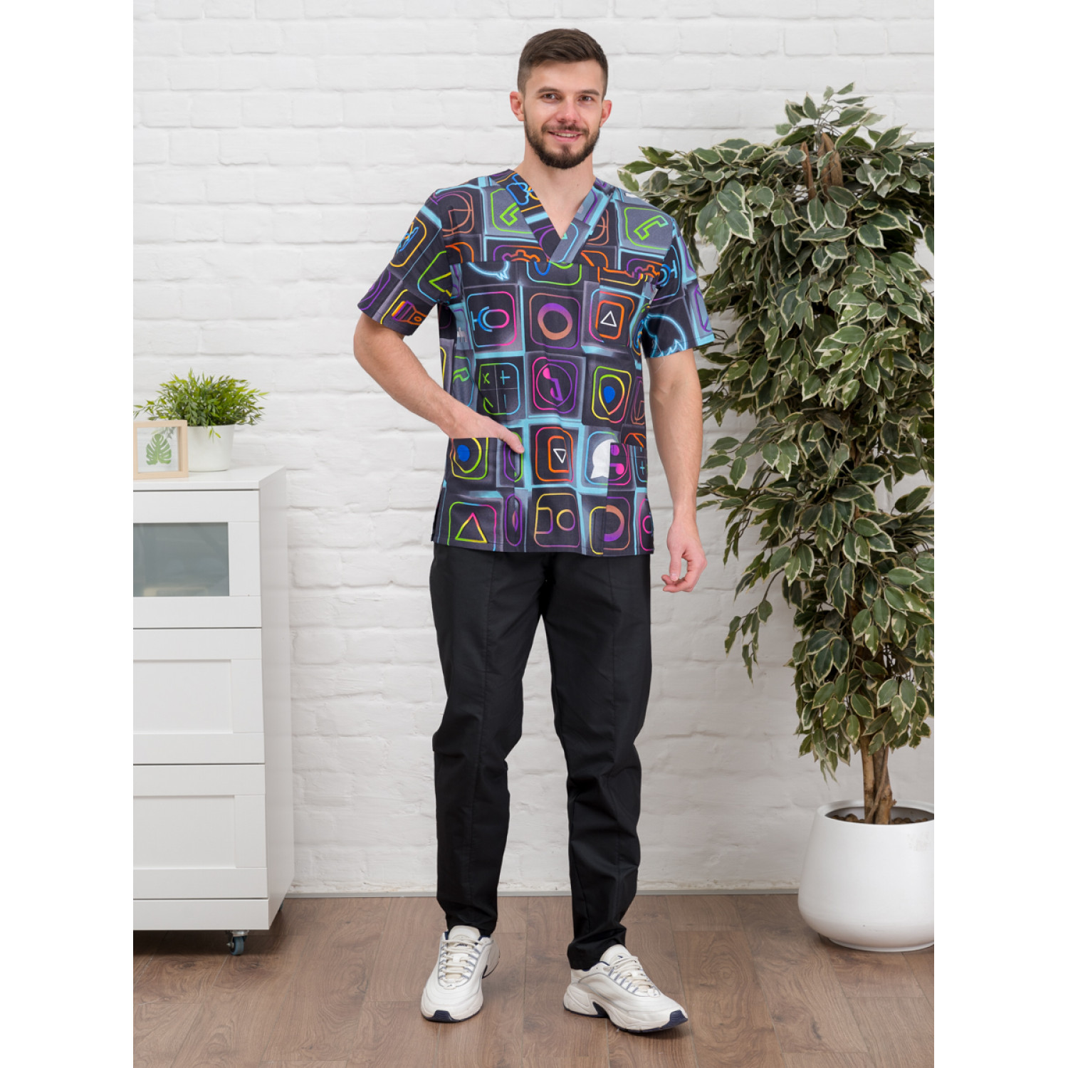 Рубашка медицинская мужская М-286-12357 ткань Поплин