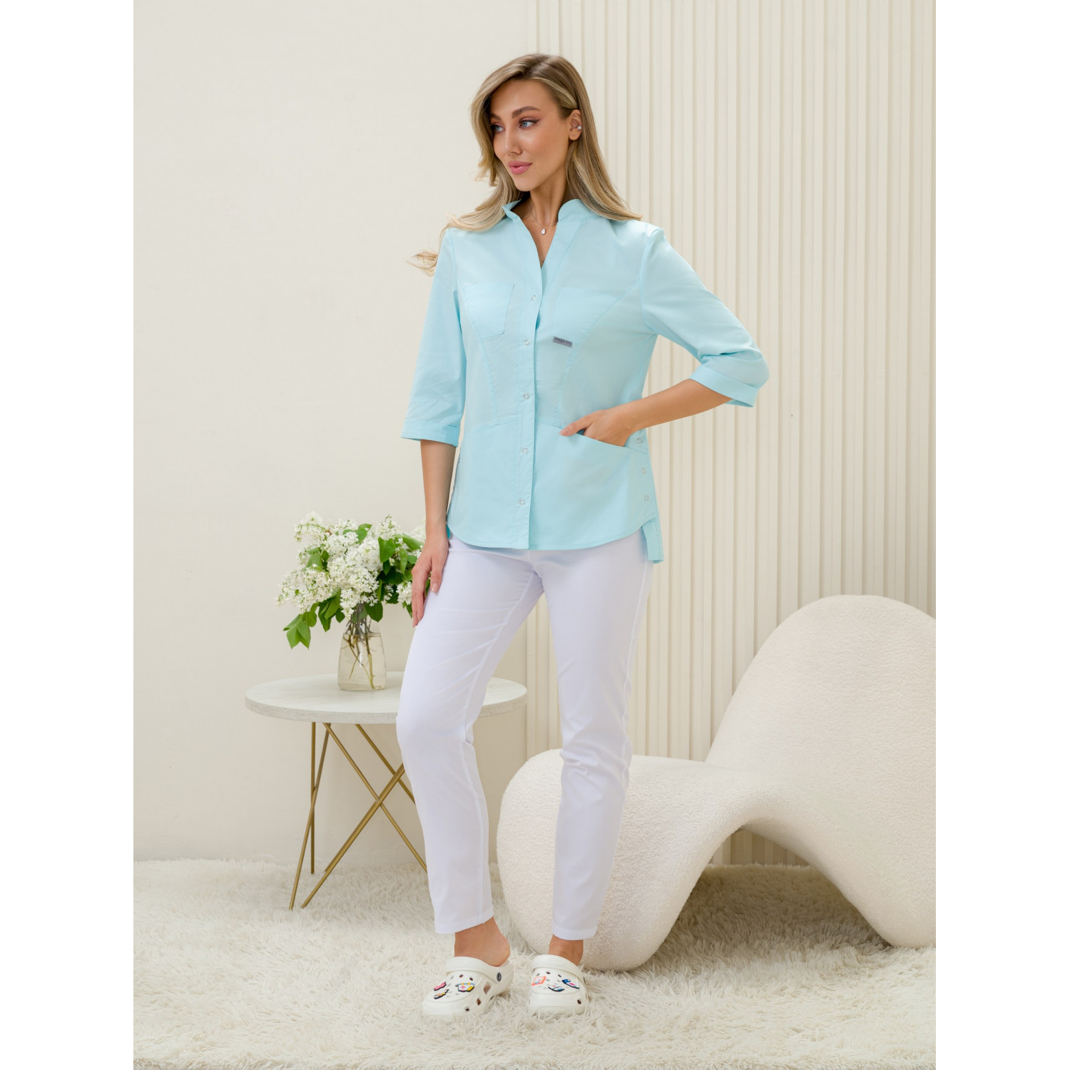 Рубашка мед. жен. М-235-2 ткань Элит-145/Стрейч