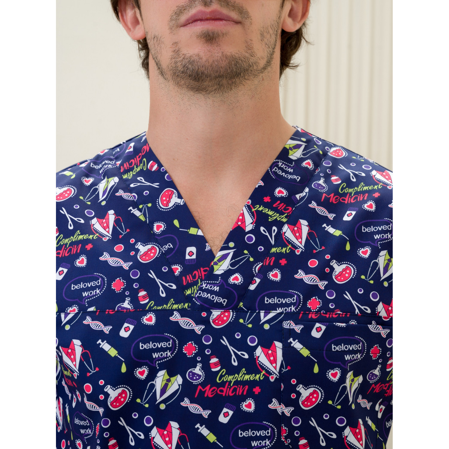 Рубашка мужская М-286(ST-14)ткань Стрейч/Принт