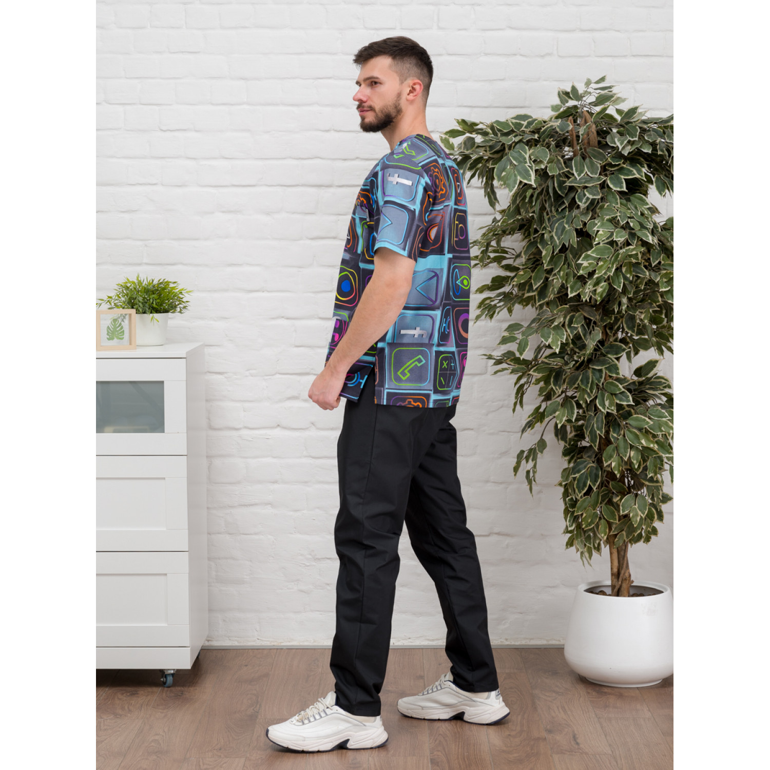 Рубашка медицинская мужская М-286-12357 ткань Поплин