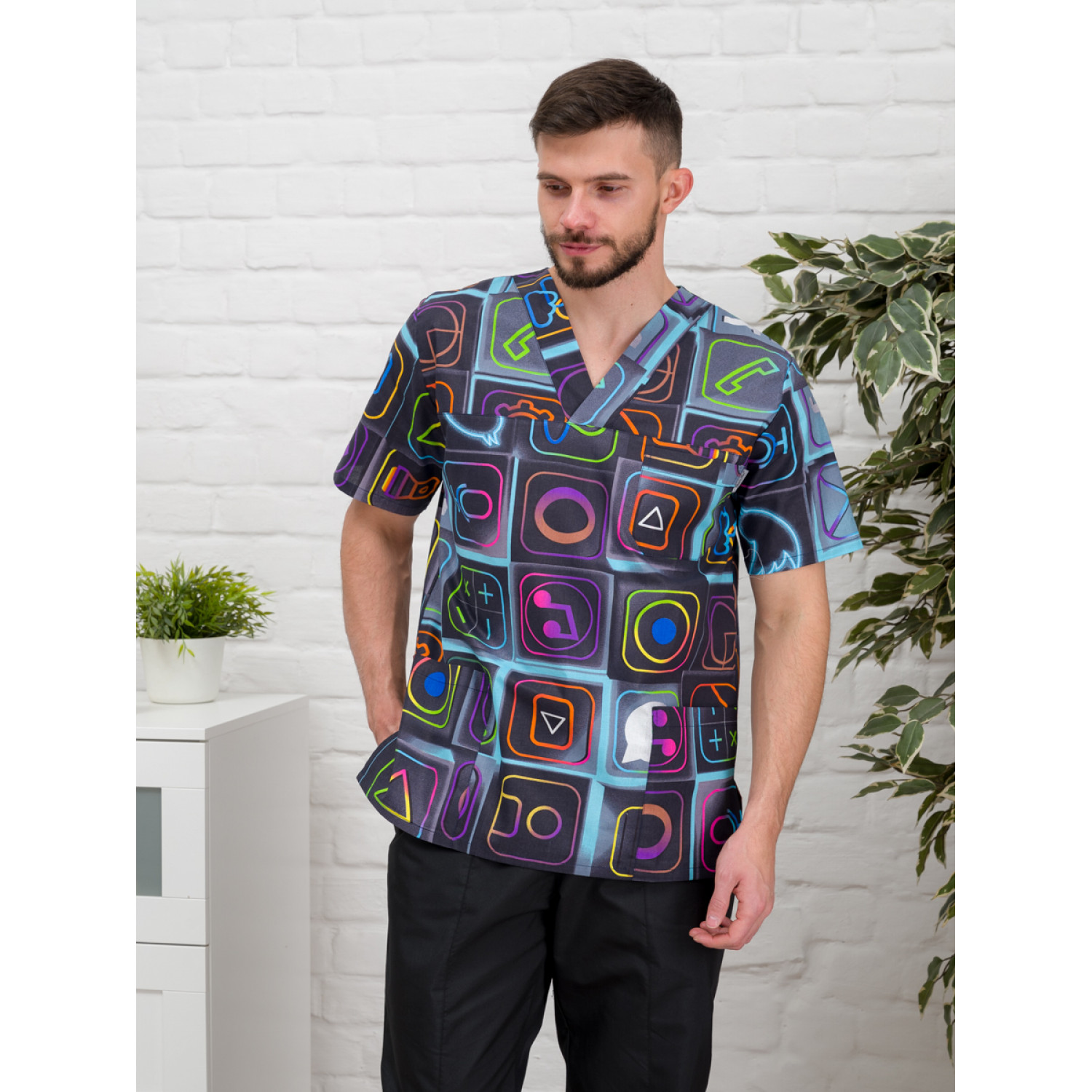 Рубашка медицинская мужская М-286-12357 ткань Поплин