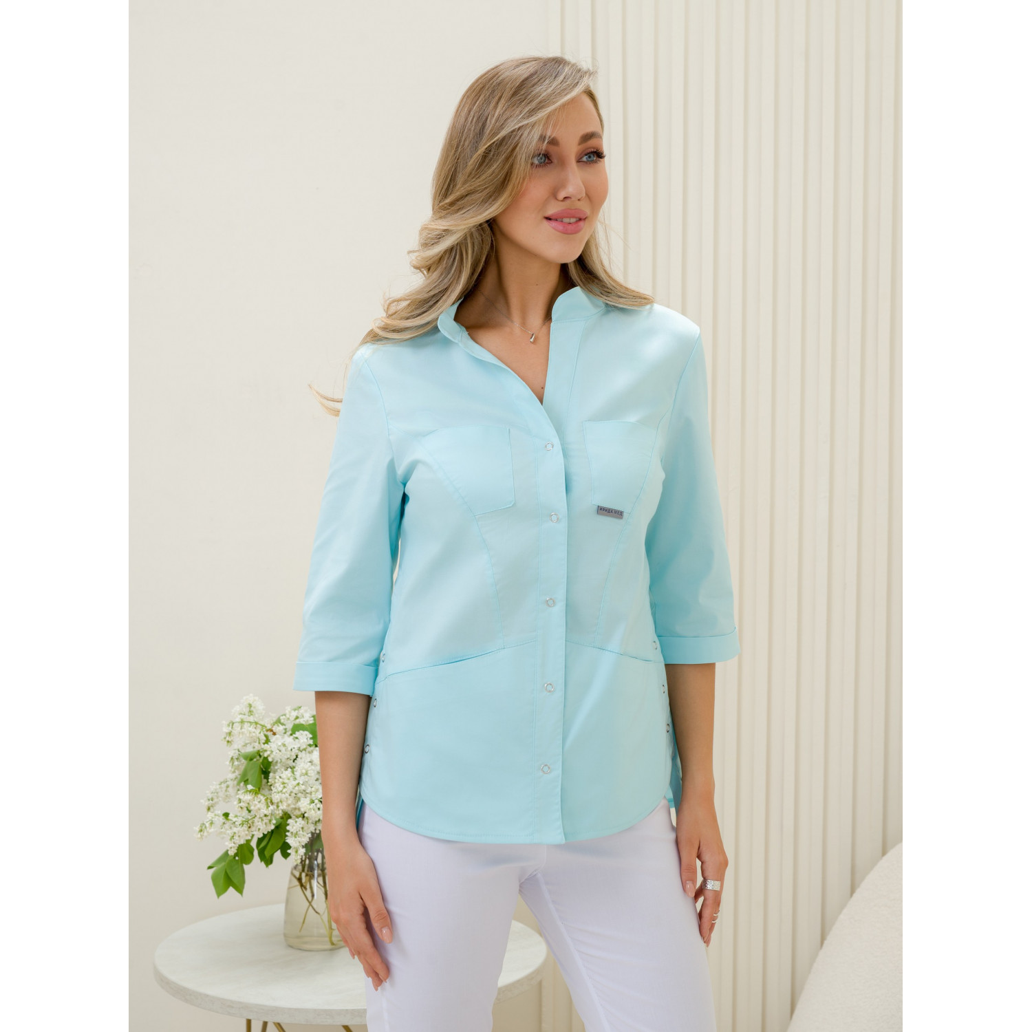 Рубашка мед. жен. М-235-2 ткань Элит-145/Стрейч