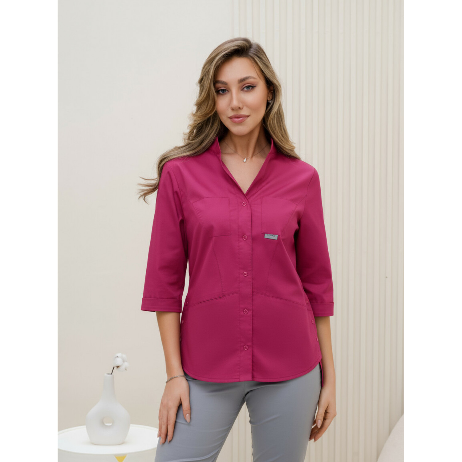 Рубашка мед. жен. М-235-56 ткань Вискоза/Стрейч