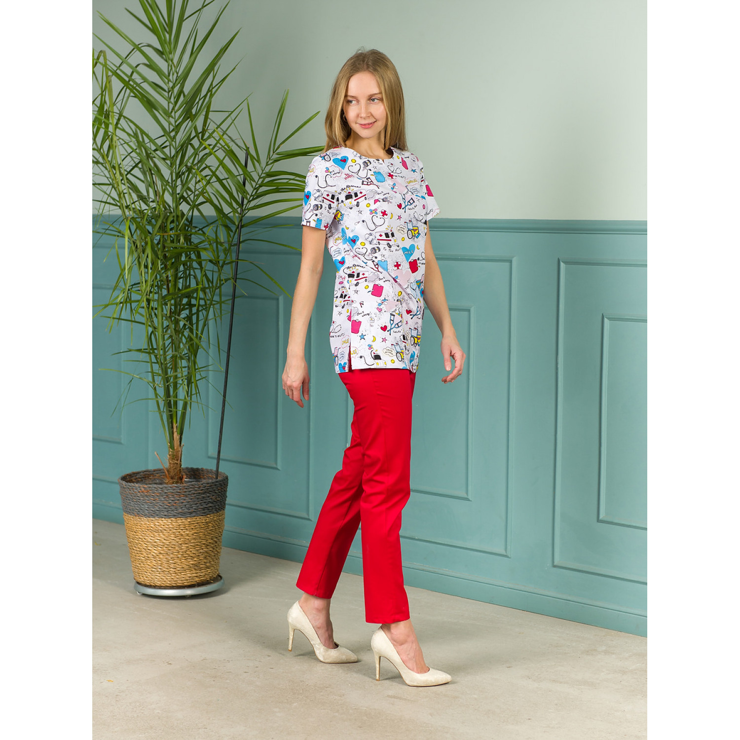 Рубашка М-281(ST10) ткань Элит-145/Стрейч-Принт