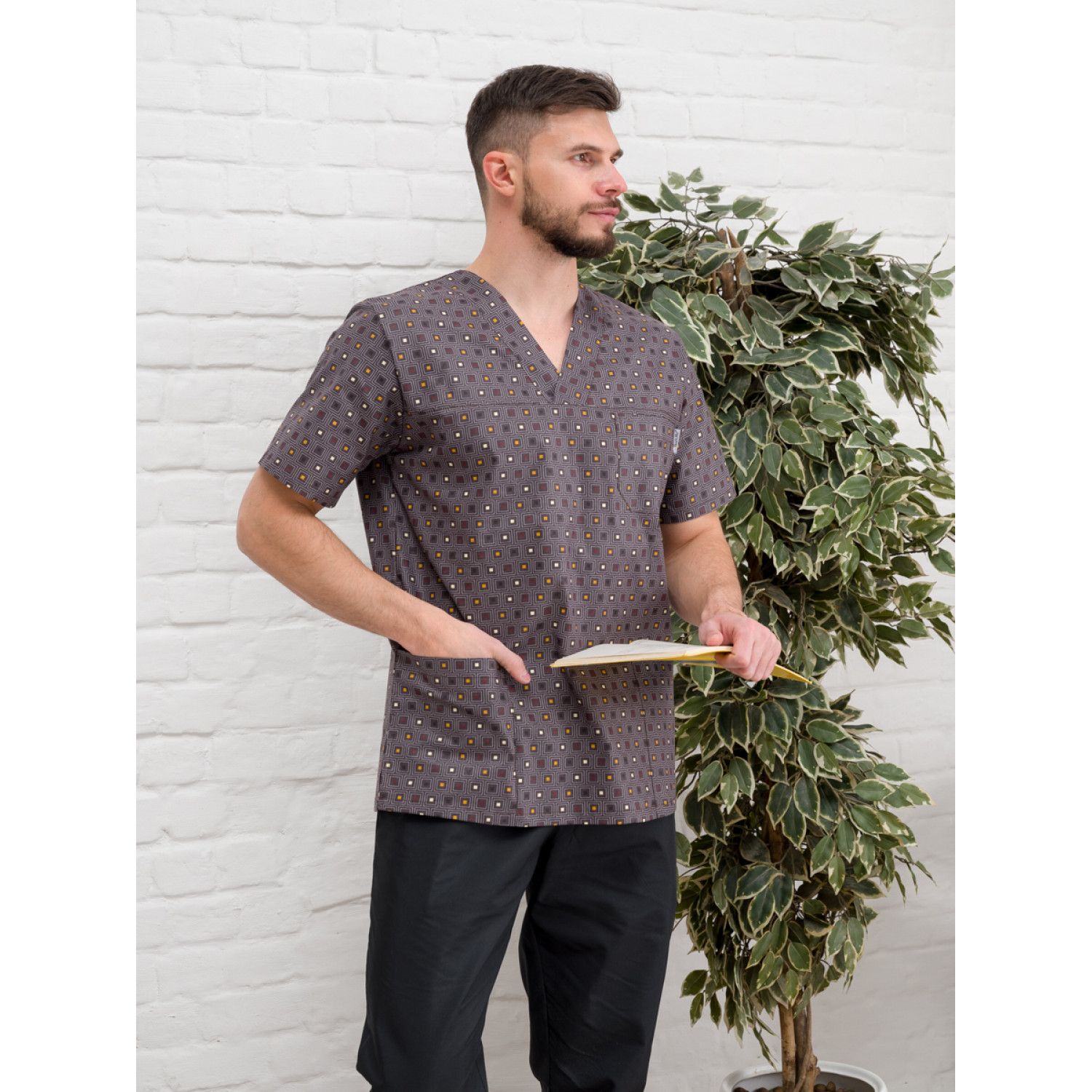 Рубашка медицинская мужская М-286-10589 ткань Поплин